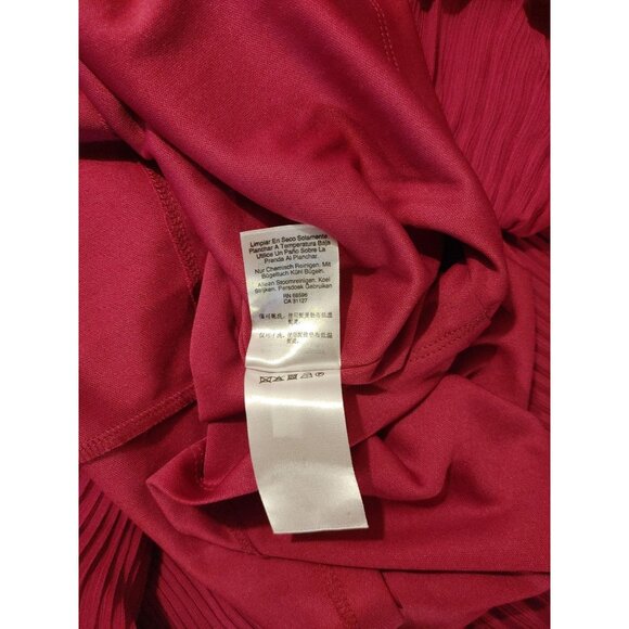 DKNY Solid Fuchsia Size 10 Tie Neck Pleated Dress - Picture 7 of 11